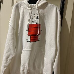 Unisex large snoopy hoodie, front and back and text on the arm as well peanuts